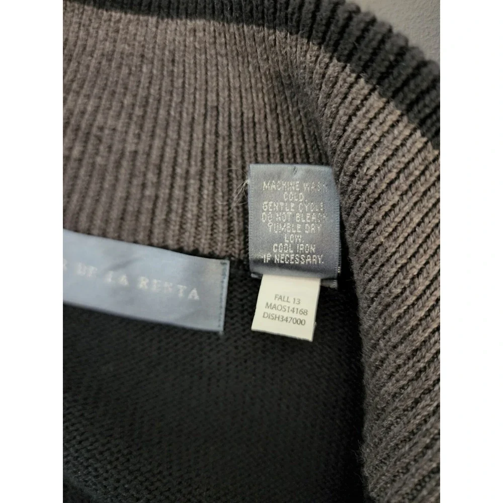 Oscar De La Renta Mens‎ Size Large Pullover Full Zipper Sweater Black Casual